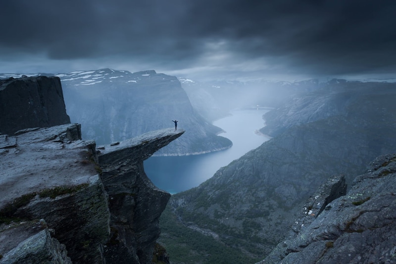 environment, gray, nature, no People, water, idyllic, beauty In Nature, europe, Karol Nienartowicz, reflection, tourism, rock, illustration, Trolltunga