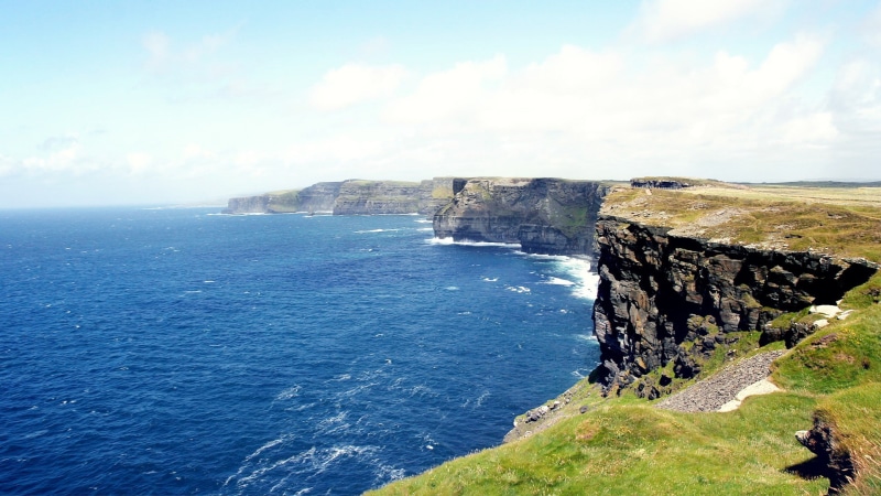 beach, 1080P, land, rock formation, rock, cloud - sky, Cliffs of Moher, horizon, formation, solid, coast, no people, beauty in nature, day, scenics - nature