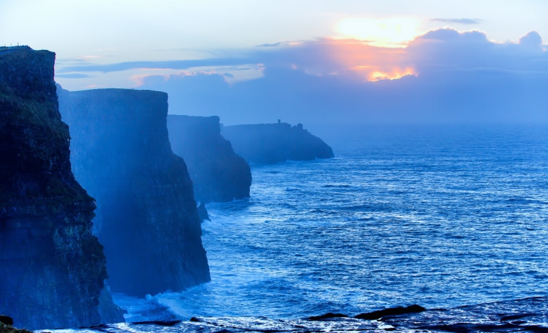 cliff, sky, Ireland, nature, coast, sea, 2K, blue, Cliffs of Moher