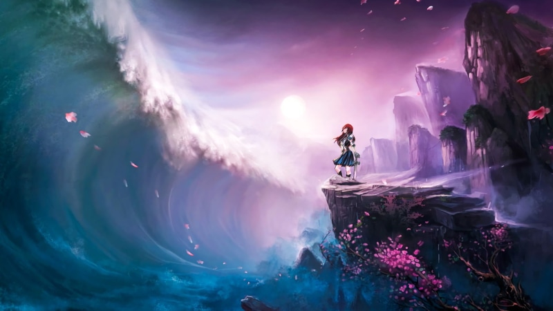 standing, beauty in nature, anime girls, woman, Fairy Tail, smoke - physical structure, anime, nature, mountain, redhead, digital art, men, fantasy art