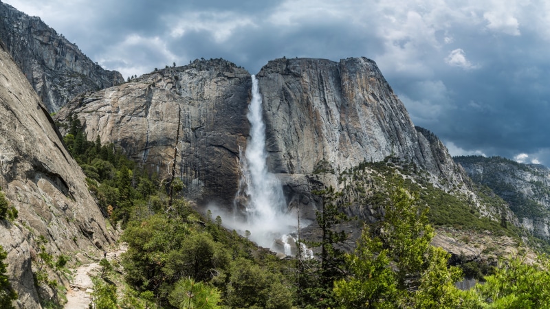 usa, national park, united states, california, 8k uhd, 8K, yosemite national park, yosemite falls, waterfall, mountain