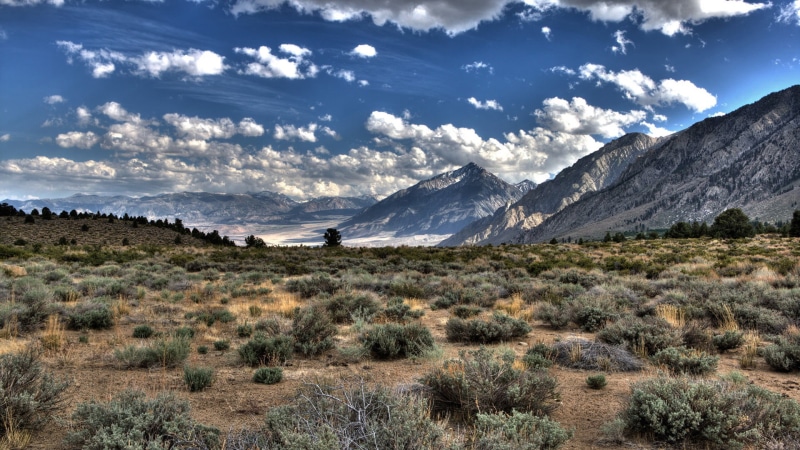 mountain Peak, HDR, field, tranquil scene, leisure activity, land, non-urban scene, desert, cloudscape, rock - Object, national Landmark, lot, grass, green
