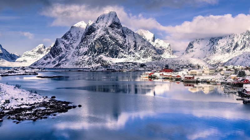 beauty In Nature, cold temperature, europe, lagoon, panoramic, blue, travel, scenics, reflection, landscape, 4K, tree, ice, famous Place, mountain Range