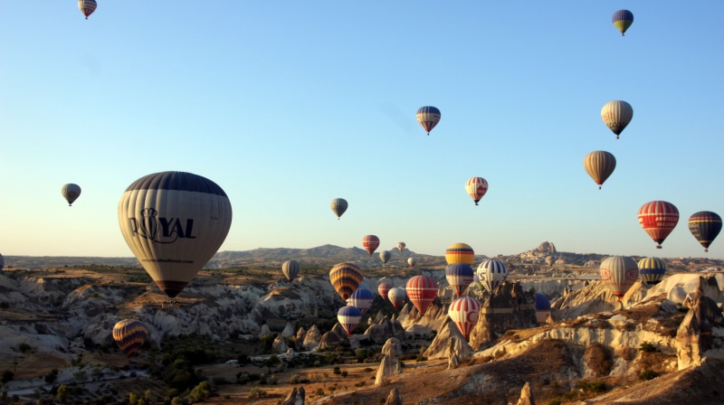 transportation, 2K, mode of transportation, mid-air, no people, balloon, lot, Turkey, land, air, flying, nature, rock, assorted, travel, landscape, hot air balloon
