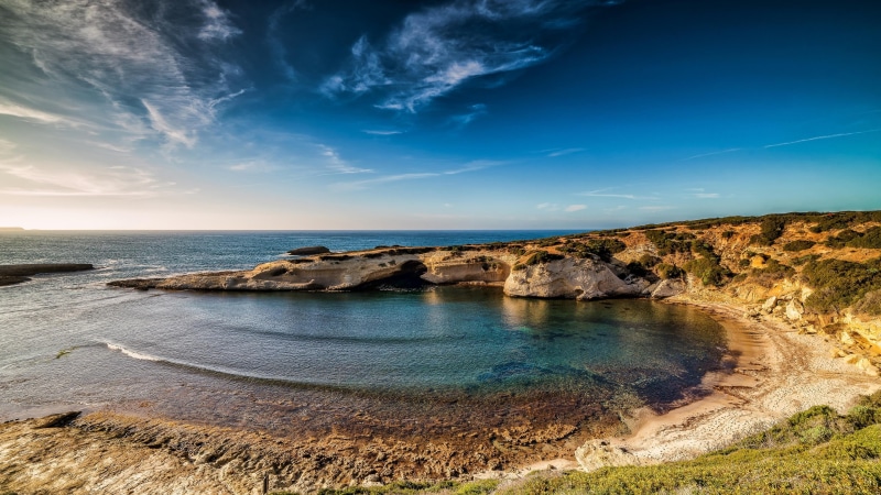 scenics - nature, coast, tranquility, tranquil scene, sardinia, cloud - sky, water, ocean, cloud, horizon, mediterranean sea, beauty in nature, nature
