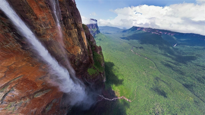 water, tranquility, nature, beauty in nature, tranquil scene, outdoors, scenics - nature, sky, rock, waterfall, idyllic, tropical, Angel Falls, plant, cliff