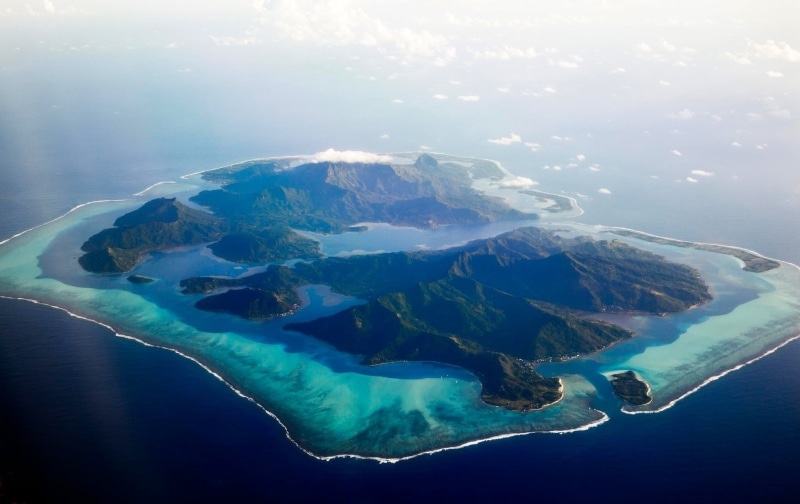 tropical, scenics - nature, atolls, no people, 1080P, island, outdoors, sea, beauty in nature, tranquility, sky, mountains, aerial view, land, beach, mountain