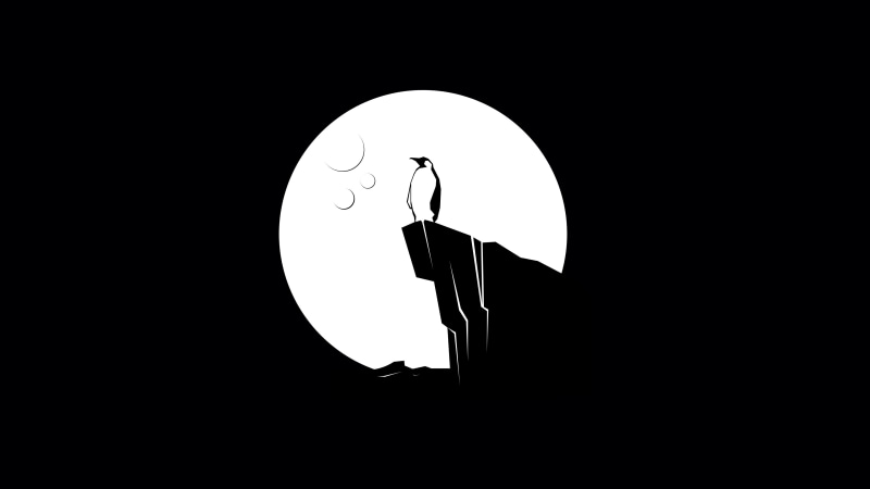 illuminated, no people, nature, dark, planetary moon, tux linux cliff ice moon minimalism vector penguin, geometric shape, outdoors, creativity, representation