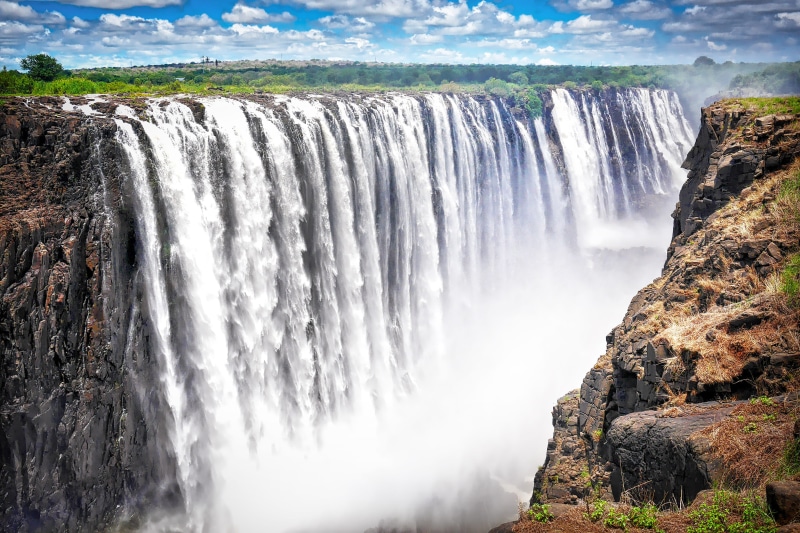 landscape, surfing, formation, africa, motion, wilderness, zimbabwe, zambezi, solid, environment, waterfall, rock - object, rock, rock formation, beauty in nature