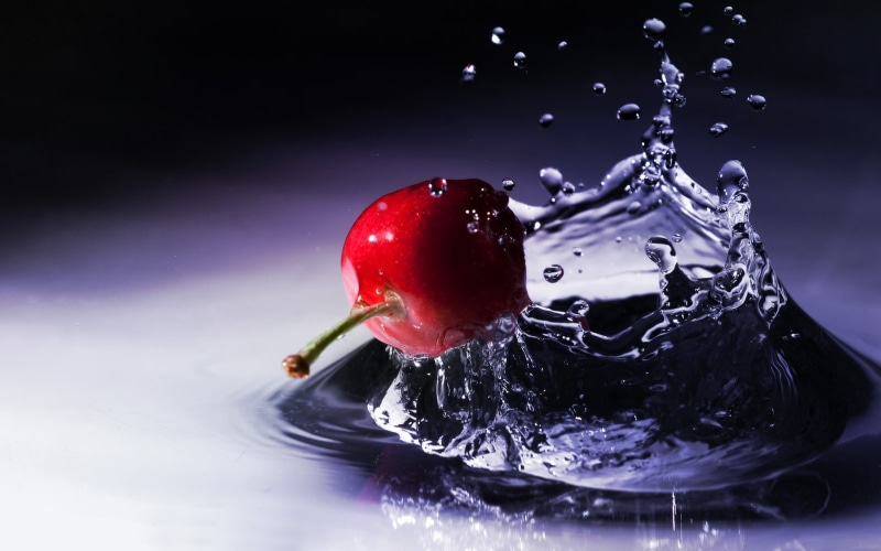 Water, Drops, 1080P, Cherry, Splash, Fruit