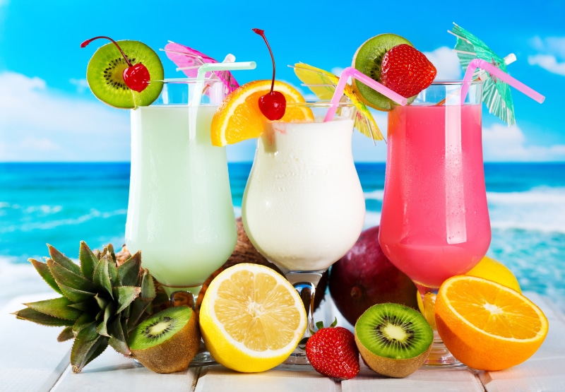 cherry, fruit, lemon, summer, strawberry, kiwi, berries, pineapple, orange, Pina colada, 4K, cocktails, juices