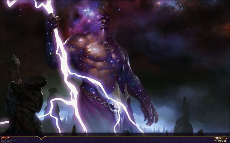 Magic: The Gathering, outdoors, zeus, art and craft, light - natural phenomenon, motion, purple, travel destinations, multi colored, water, milky way