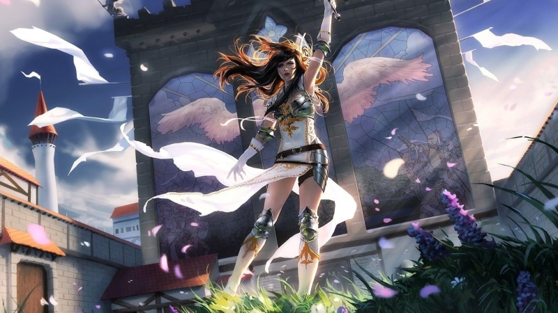 1080P, magic, 1920x1080, games, brown, illustration, girl, gathering, haired, angelic, destiny, the gathering, angelic destiny