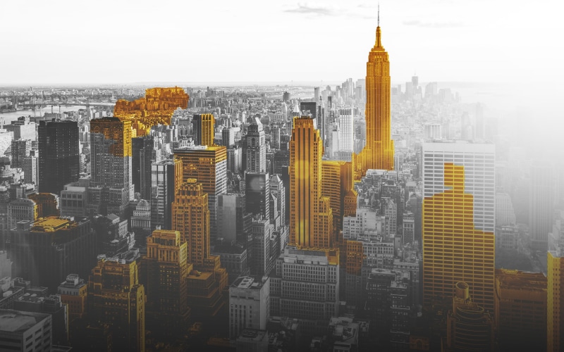 black and whit, city, gold, 2K