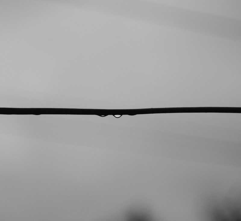 gray, black, silhouette, white, drop, no people, tranquility, metal, clear sky, wire, stroke, connection, outdoors, power supply, black and whit, minimalistic
