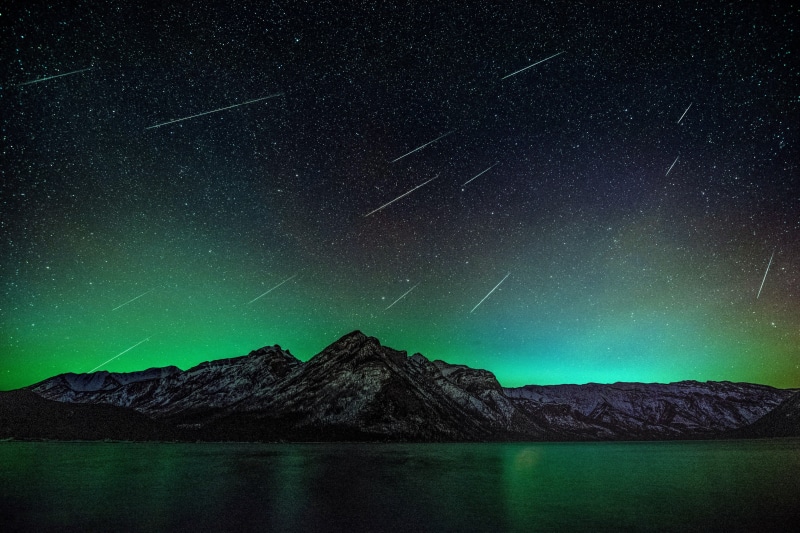 space, 5K, mountain, star, beauty in nature, stars, scenics - nature, sky, milky way, mountain peak, shower, tranquility, night, meteor, tranquil scene