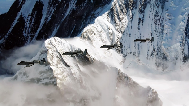 snowcapped mountain, motion, Fairchild Republic A-10 Thunderbolt II, military aircraft, Fairchild A-10 Thunderbolt II, jets, fighter, airplane, mountain