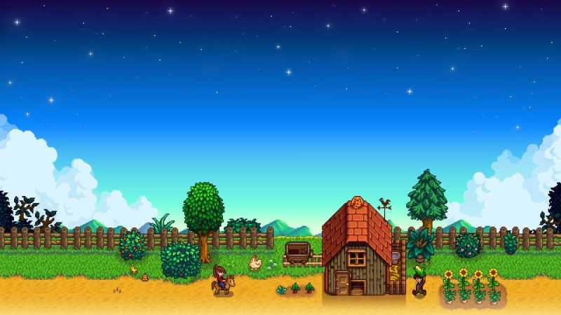 stars, pixel art, 1080P, Stardew Valley, farm