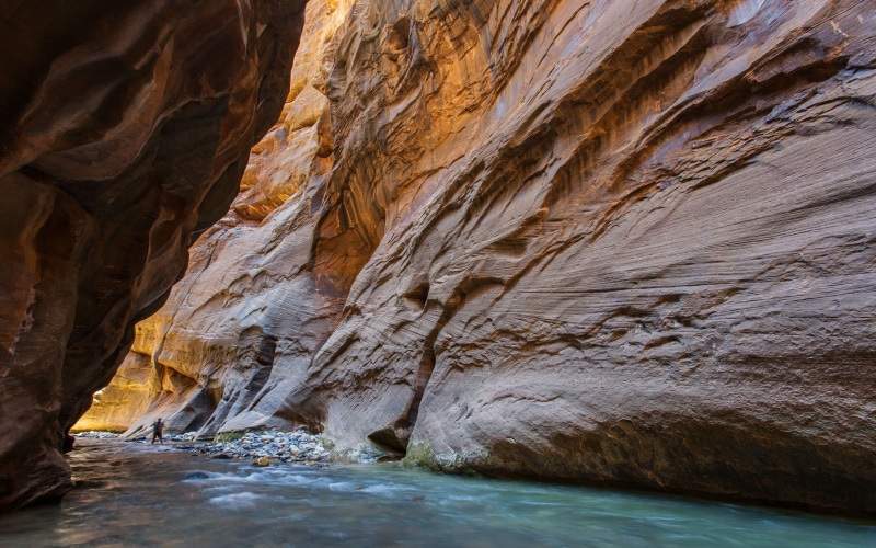rock, outdoors, flowing, tranquil scene, physical geography, water, day, nature, waterfront, formation, solid, geology, The Narrows, rock - object, canyon