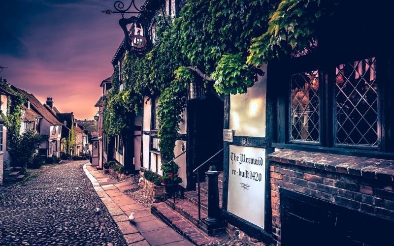 tavern, plant, narrow, plants, city, nature, shrubs, retro Styled, sunset, old, architecture, 1080P, house, footpath, dark, tourism, outdoors, black, direction