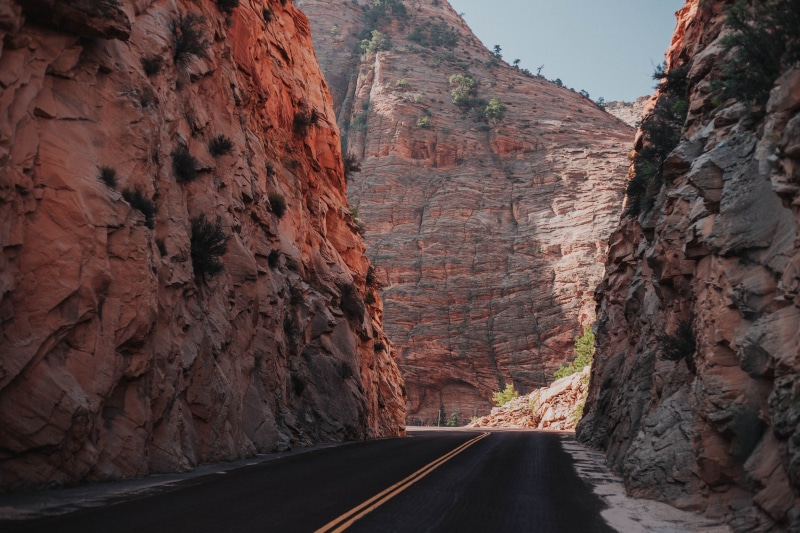 formation, asphalt, daytime, transportation, 5K, rocky mountains, canyon, gravel, dirt road, beauty in nature, cliff, eroded, non-urban scene, rock formation