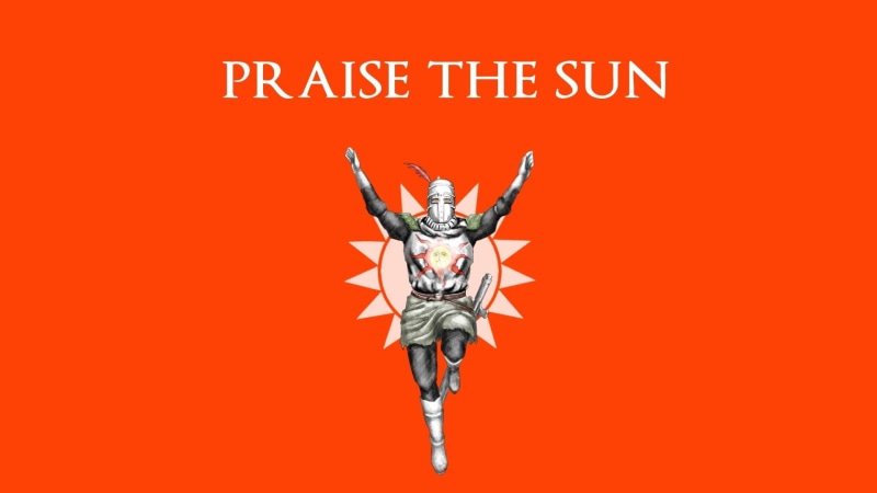 celebration, full length, art and craft, representation, illustration, text, From Software, dark, Solaire, western script, Dark Souls, event, positive emotion