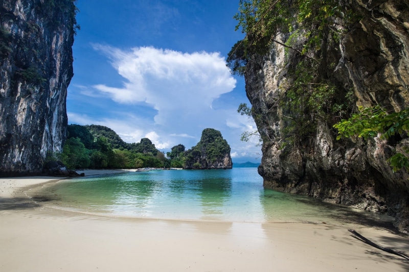 white, sky, cloud - sky, tranquil scene, tropical, solid, boat, bay, island, tree, water, rock formation, rock, nature, scenics - nature, no people, lagoon