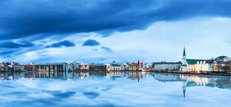 sky, Reykjavik, Iceland, 4K, 4K, river