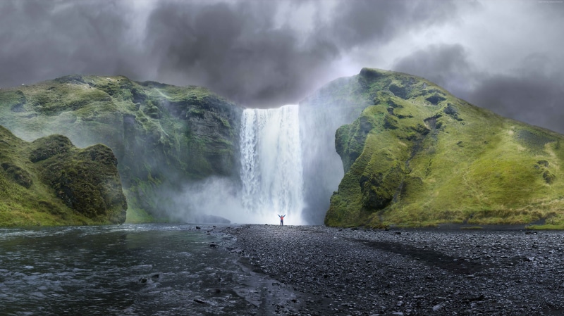 apple, Iceland, 5K, waterfall, forest, 4k, 5k, OSX