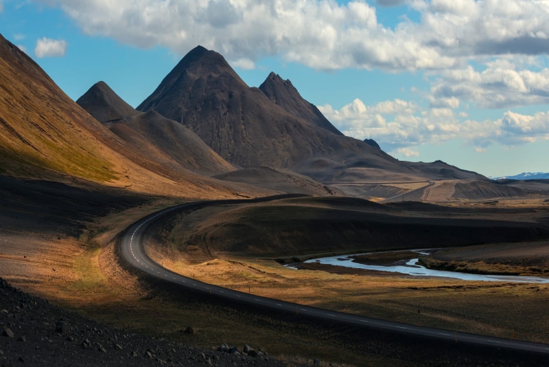 idyllic, Iceland, tranquil scene, water, nature, black, tranquility, land, no people, brown, landscape, 1080P, board, wooden, road, clouds, day, scenics - nature