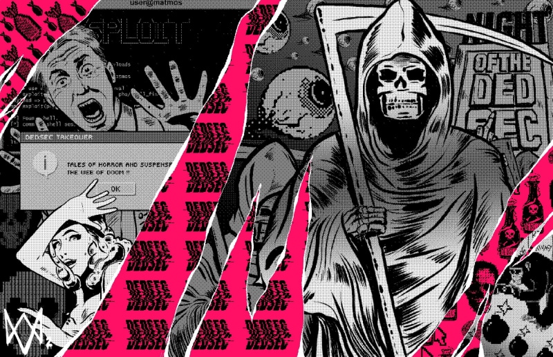 gamers, fear, comic, bone, human representation, grim, PC gaming, EA, art and craft, DEDSEC, skeleton, book, horror, close-up, reaper, Watch_Dogs, communication
