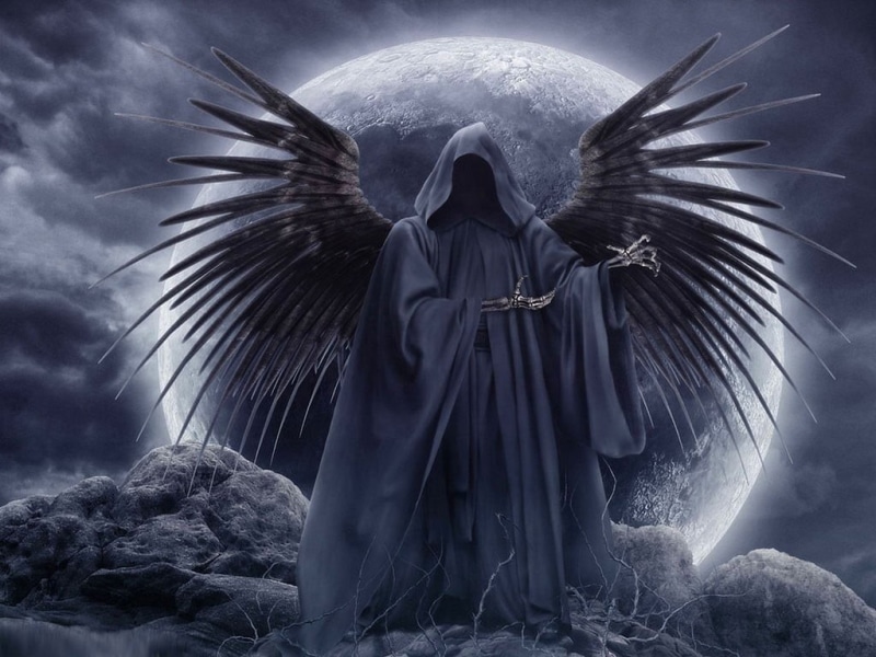 creativity, angel, front view, people, cloud - sky, arms raised, reaper, belief, sculpture, art and craft, Moon, 480P, illustration, day, spirituality