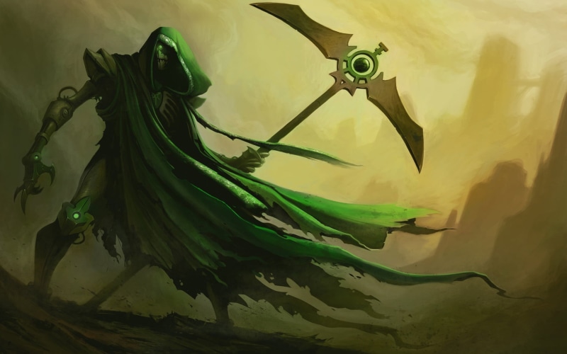 Waha, reaper, flowering plant, old, 40000, Warhammer 40k, abstract, creativity, plant, ornate, yellow, leaf, illustration, petal, green Color, flower, freshness