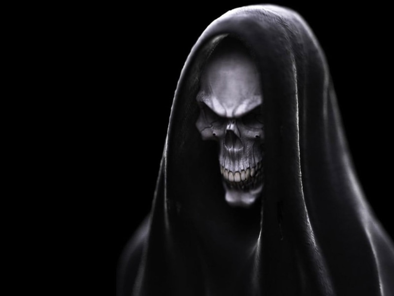 480P, aggression, skull, fear, dark, black background, negative emotion, horror, emotion, portrait, close-up, demon - fictional character, spooky, evil