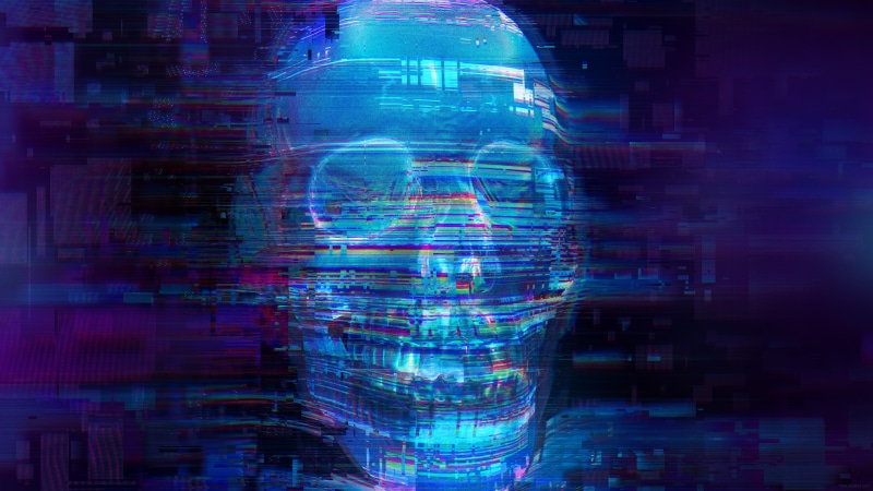 Neon, Infrared, Blue, Fear, 5K, 5K, Skull