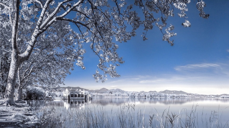 infrared, house, nature, hd, 720P, tree, lake