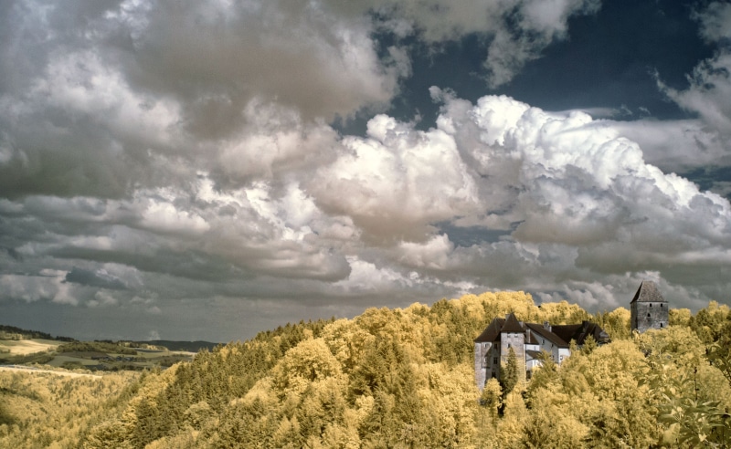 4K, storm cloud, cloud - sky, land, austria, sky, supercolor, landscape, outdoors, cloudscape, one person, beauty in nature, ominous, dramatic sky, infrared
