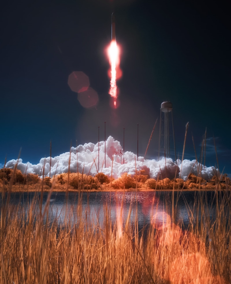 launch, transportation, architecture, landscape, sky, winter, flares, night, scenics - nature, reflections, nature, photo, blastoff, beauty in nature, virginia