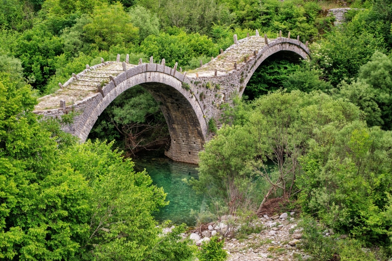 built structure, architecture, travel, summer, green, cliff, plant, brick, ioannina, no people, colors, connection, arched, outdoor, colorful, footbridge
