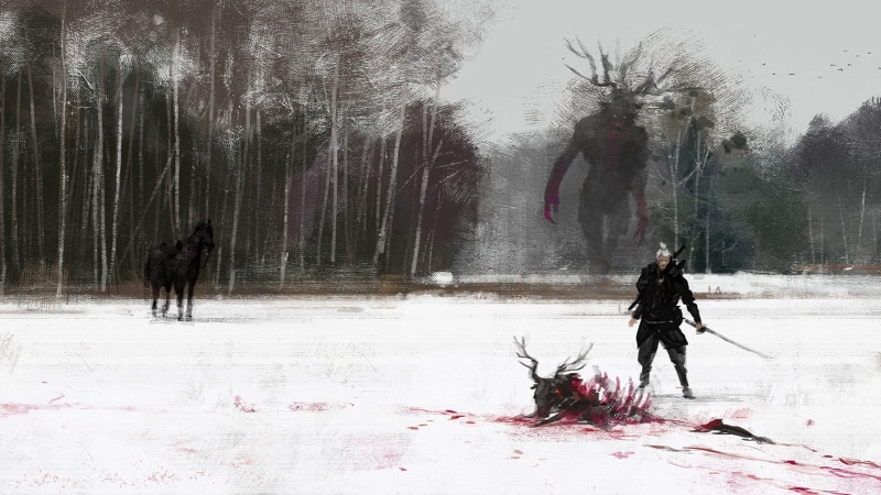 swordsman, real people, warm clothing, lifestyles, digital, fantasy art, snowing, The Witcher, land, winter, full length, plant, day, artwork, The Witcher 3: Wild Hunt