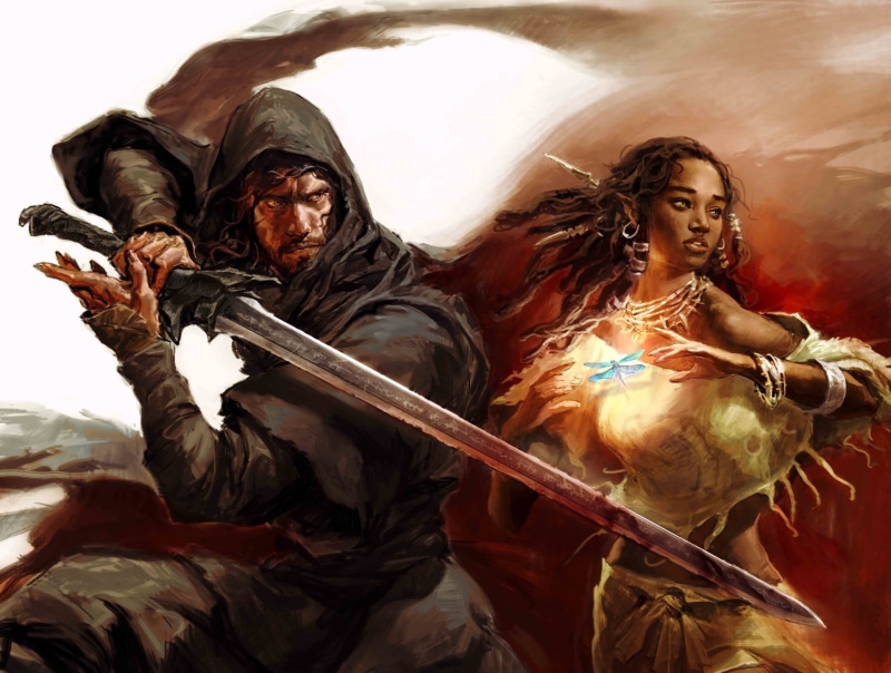 warrior, women, indoors, adult, spirituality, two people, fantasy art, sword, statue, woman, togetherness, angel, people, clothing, male likeness, representation
