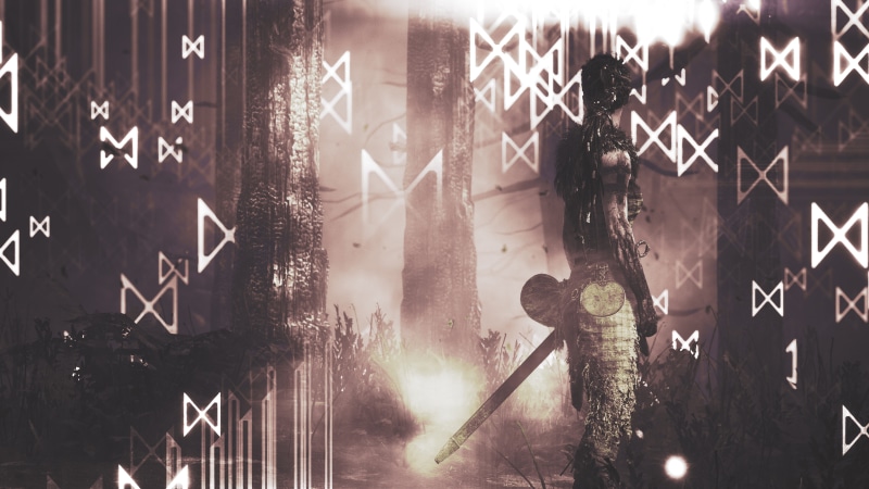 metal, lens flare, 8K, built structure, nature, abandoned, window, Game, Senuas, Hellblade, wall - building feature, sunlight, no people, tree, architecture