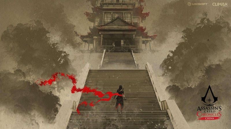 staircase, building exterior, Chinese architecture, travel, architecture, outdoors, s, travel destinations, chronicles, digital, 1080P, creed, day, art and craft