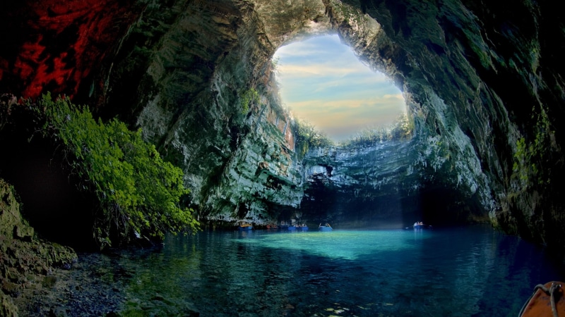 landscape, underground lake, nature, sky, kefalonia, water, watercourse, 4K, rock, cave, karst, formation, sea cave