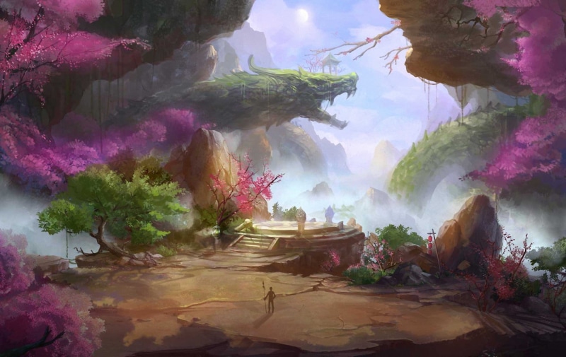 Sakura, rock - Object, 1080P, tranquility, beauty In Nature, stalagmite, karst Formation, plant, guilin, fantasy world, non-urban scene, lanterns, guangxi Zhuang Autonomous Region - China