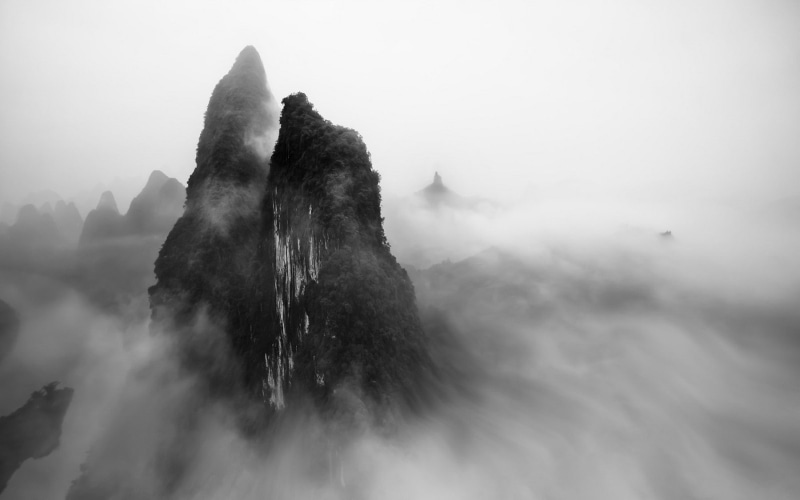 cloud - sky, Guilin, scenics - nature, landscape, water, China, mammal, nature, fog, one animal, tranquil scene, tranquility, 720P, animal themes, day
