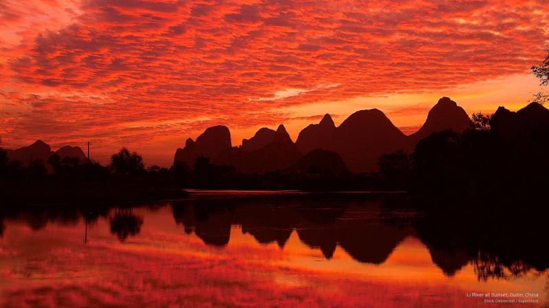 li, sunset, river, 2K, china, Asia, guilin