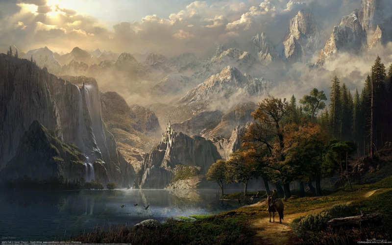 2K, rural Scene, sunset, water, cloud - Sky, art, summer, china - East Asia, illustration, Idylls fall, formation, travel Destinations, asia, cultures