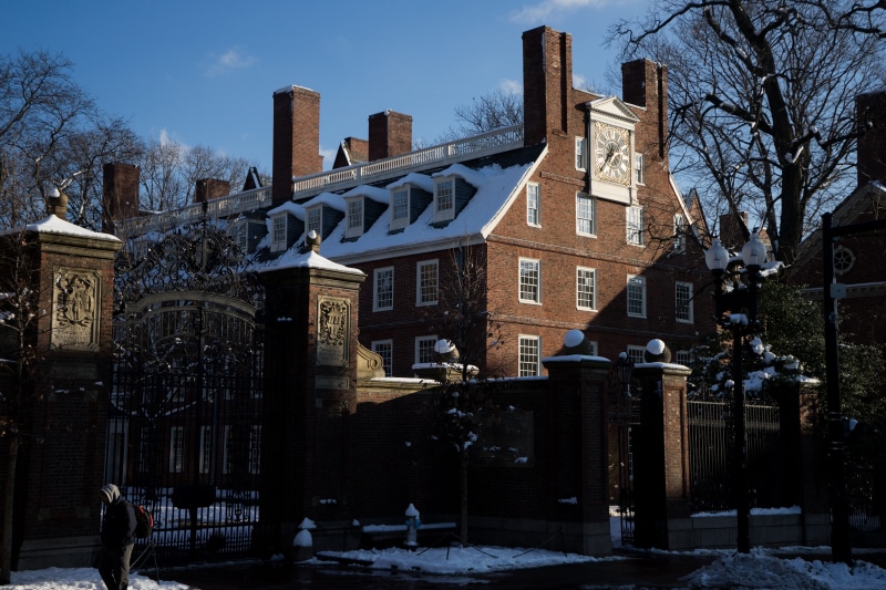 snow, tree, building exterior, sky, building, outdoors, bare tree, bricks, boston, explore, religion, skyscraper, cambridge, place of worship, architecture