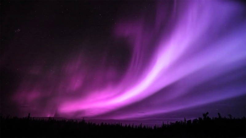 silhouette, borealis, landscape, illuminated, power in nature, tranquility, light - natural phenomenon, environment, aurora, star - space, no people, purple